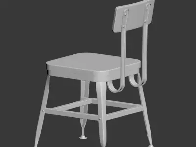 Vintage Lyon Powder coated Dining Chair 3D model
