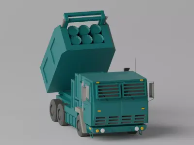 Military MLRS Vehicles Low-poly 3D model