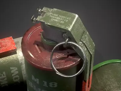 M18 Smoke grenade Lowpoly game asset Low-poly 3D model