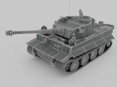 Tiger Ausf  H1 Heavy Tank Low-poly 3D model
