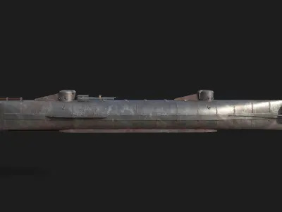 Hunley submarine Low-poly 3D model