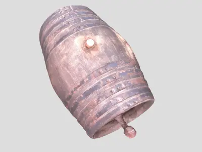 Wooden wine barrel Low-poly 3D model