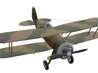 Gloster Gladiator Low-poly 3D model purchase