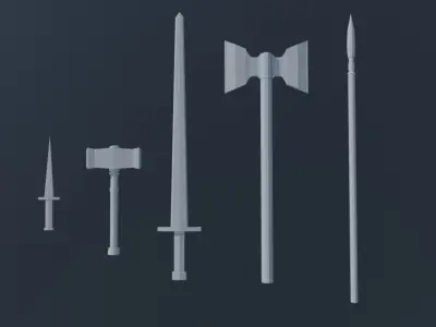 Low-Poly Medieval Melee Weapons Pack Low-poly 3D model