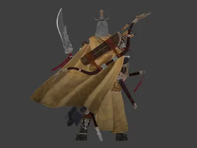 an ancient military commander in China Huang Gai Low-poly 3D model