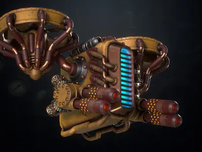 SteamPunk Battle Drone Low-poly 3D model