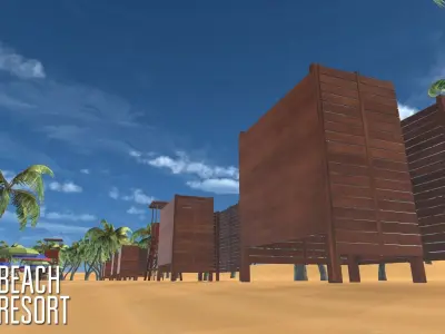 Beach - resort Low-poly 3D model