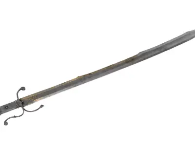 Falchion medieval sword Low-poly 3D model