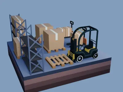 Low poly storage assets Low-poly 3D model