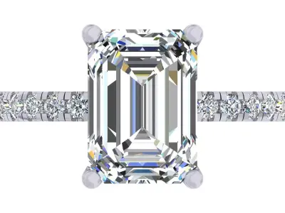 Emerald Stone Solitary Engagement Ring 3D print model