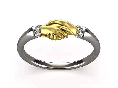 Fede ring Gold Handshake ring 3D print model