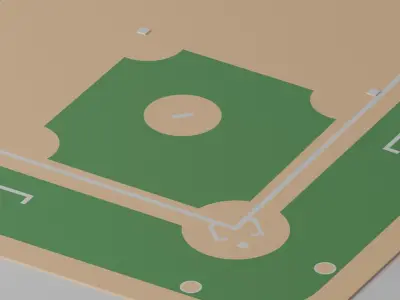 Cartoon Lovely Baseball Field Low-poly 3D model