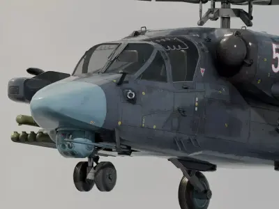 Kamov Ka-52 Fully-Rigged and Animated Game ready Low-poly 3D model