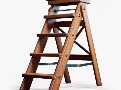 Step Ladder Folding Wooden Low-poly 3D model