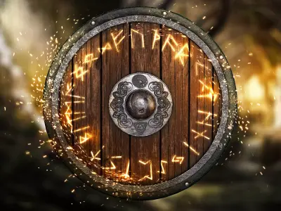 Viking Shield Low-poly 3D model 41