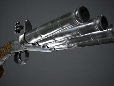 Flintlock Assault Pistol - model and textures Low-poly 3D model