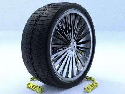 ORTAS CAR RIM 64 GAME READY RIM TIRE AND DISC 3D model