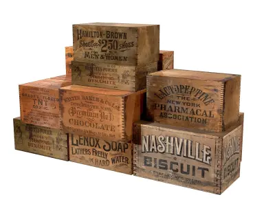 Old Wood Boxes Low-poly 3D model