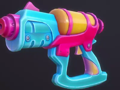 Water Gun Cartoon Soaker VR AR Low Poly Low-poly 3D model