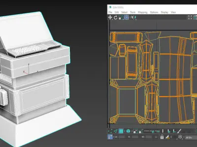 Stylized Sci-fi Medical Information Desk Low-poly 3D model