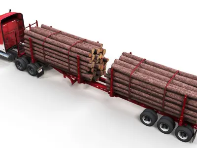 International LoneStar logger semitruck Low-poly 3D model