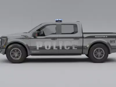 Low Poly Tactical Police Pickup Truck  -Modular and Game Ready Low-poly 3D model