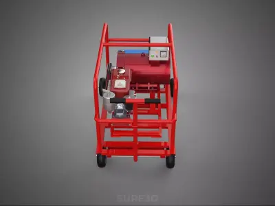 STANDARD DIESEL ENGINE POWER GENERATOR SET MOBILE TROLLEY CART 3D model