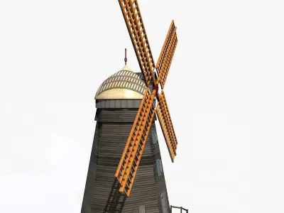 Medieval Windmill Low-poly 3D model