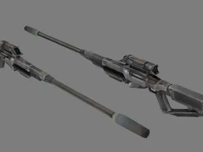 Sniper rifle gun low poly 3D model Low-poly 3D model