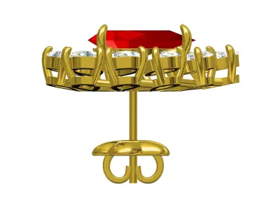 Antique Pear Diamond Cluster Earring 3D print model