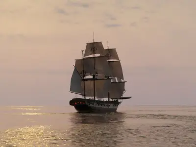 PBR-Endeavour sailing frigate  3D model