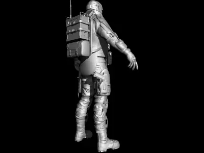 Military Tactical Soldier High-Poly Sculpt ZBrush Game Asset WIP 3D model