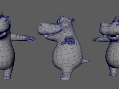 Hippo cartoon 3D model