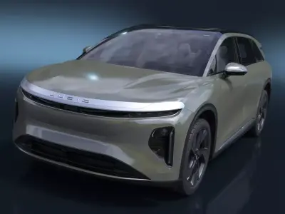 Lucid Gravity Olive Colored Electric SUV with Lights Off 3D model