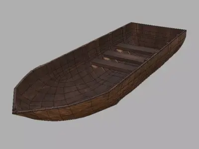 Low poly Wood boat Low-poly 3D model