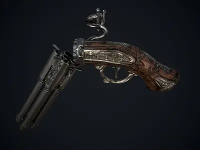 Gun Game ready 3d model with PBR textures Low-poly 3D model