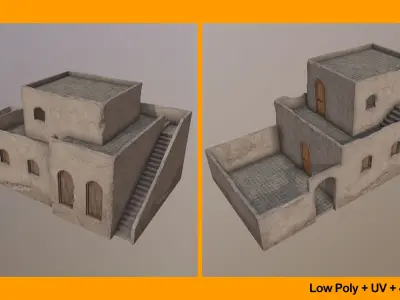 Environment Kitbash Desert Village Low-poly 3D model