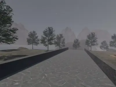 Ancient Ruins In A Misty Landscape 3D model