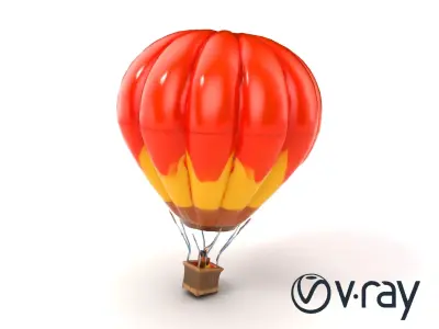 Fiery Pattern Hot Air Balloon 3D model pack Low-poly 3D model