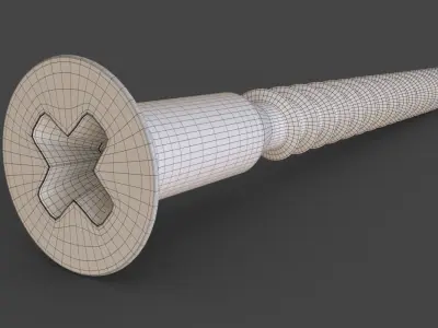 Phillips flat head Wood Screw 3D model