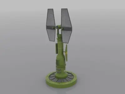 Sci fi radar tower Low-poly 3D model