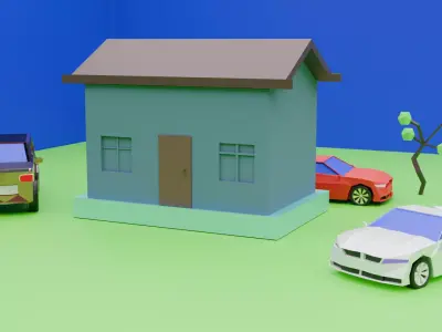 Low poly house enviroment Low-poly 3D model