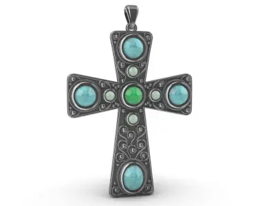 Cabochon Cross Pendant 3D print model