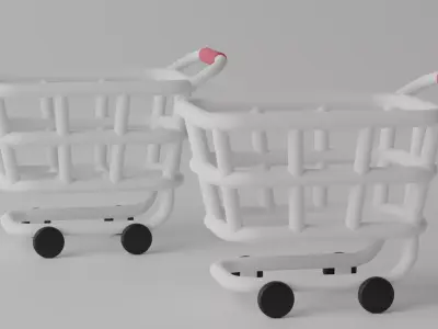 Cartoon Simple Shopping Cart Low-poly 3D model