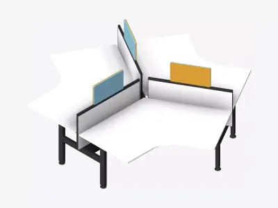 Desk - Cluster - Officetec - Angular - 120 Deg - Fixed Height Low-poly 3D model