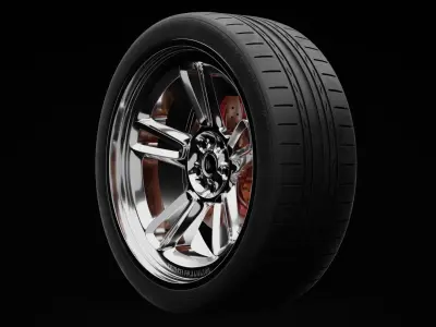 Sport Car Alloy Wheel Model  3D model