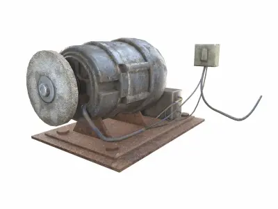 old rusty diy grindstone da1 Low-poly 3D model