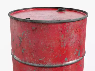 Steel Barrel - Red - Dirty 3D model
