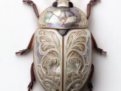 Engraved Iridescent Beetle 3D Model 3D model