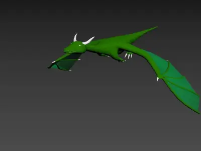 Low poly green dragon Low-poly 3D model